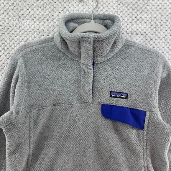 Patagonia Sweater Womens M Gray Blue Re-Tool Snap-T Pullover Fleece Pocket - Picture 4 of 15